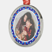 カスタムブルーメリークリスマスハッピー冬の写真 メタルオーナメント (左)