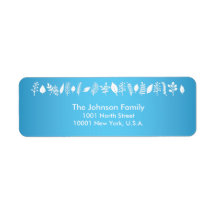 カスタムブルーメリークリスマス差出人住所ラベル