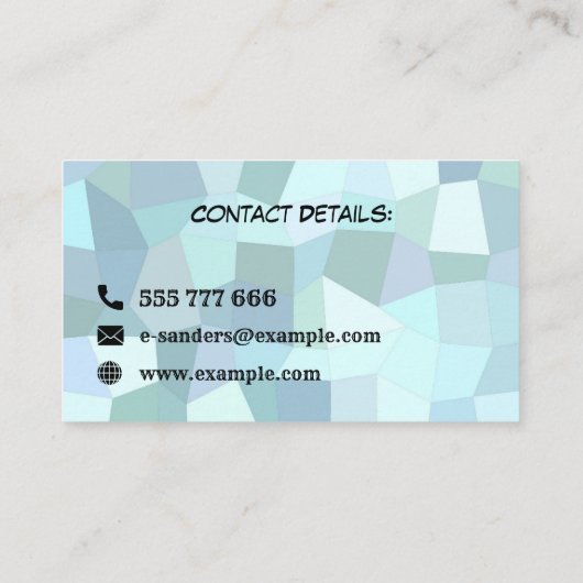 カスタムブルーモザイクスタイリッシュくもの巣現像剤 名刺 (裏面)