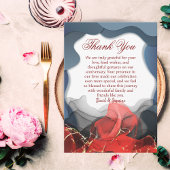 カスタムブルーレッド抽象芸術結婚記念日 サンキューカード