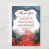 カスタムブルーレッド抽象芸術結婚記念日 サンキューカード (正面)