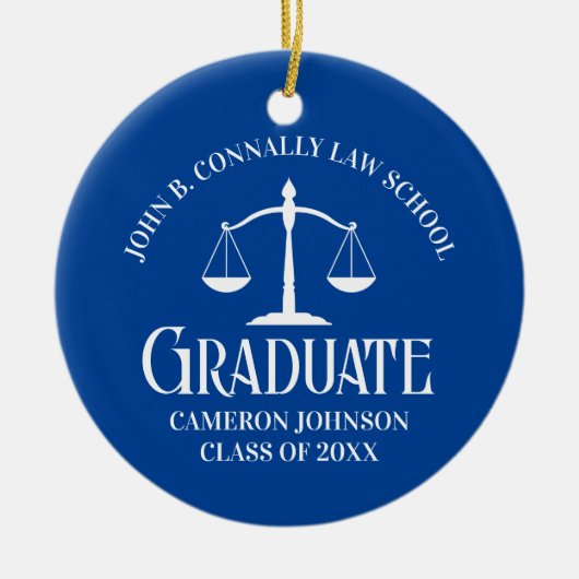 カスタムブルーロースクール卒業写真クリスマス セラミックオーナメント (正面)