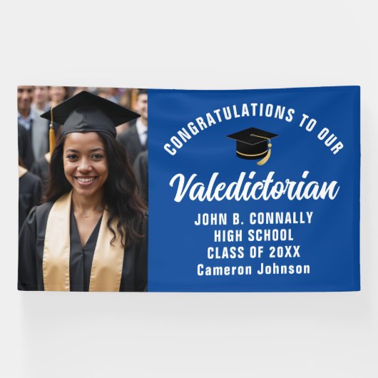 カスタムブルーヴァレディクトリアン写真卒業パーティー 横断幕 (横)