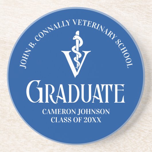 カスタムブルー獣医学校卒業記念 コースター (正面)