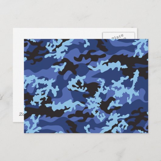 カスタムブルー迷彩柄はがき ポストカード (正面/裏面)