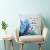 カスタムブルー&パープル結婚抽象芸術枕 クッション (椅子)