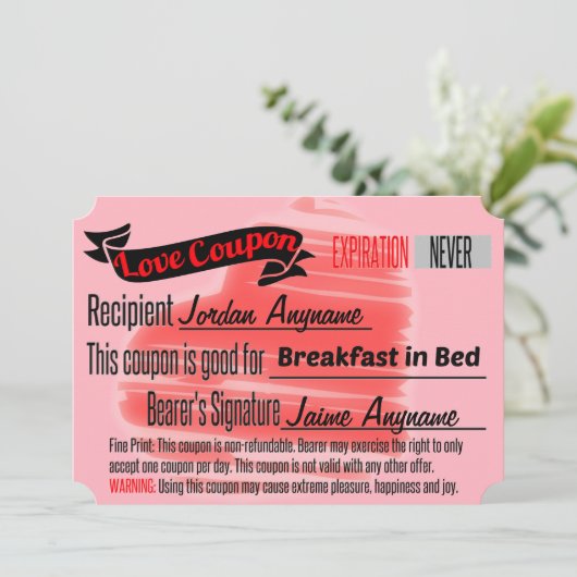 カスタムブレックファーストのラブクーポンIN BED (スタンド正面)