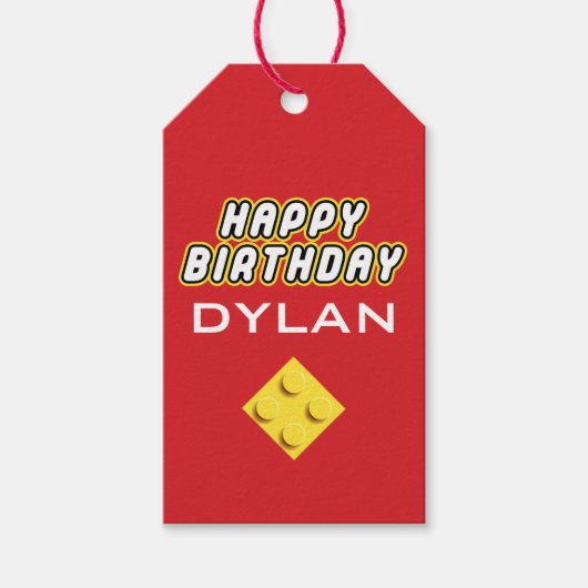 カスタムブロックパーティーカラフルブリック玩具ビルダ ギフトタグ (正面)