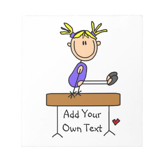 カスタムブロンドガールギムナストオンバランスビーム ノートパッド (正面)