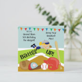 カスタムブロンドガールソフトボール誕生日招待状 招待状 (スタンド正面)