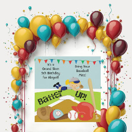 カスタムブロンドガールソフトボール誕生日招待状 招待状