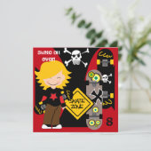 カスタムブロンドスケートボード誕生日招待状 招待状 (スタンド正面)