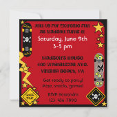 カスタムブロンドスケートボード誕生日招待状 招待状 (裏面)