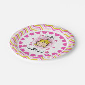 カスタムブロンドプリンセス3rd誕生日紙プレート ペーパープレート (アングル)