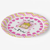 カスタムブロンドプリンセス7番目の誕生日紙プレート ペーパープレート (アングル)