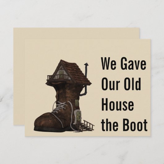 カスタムブートハウおもしろいス引っ越し案内 招待状 (正面/裏面)