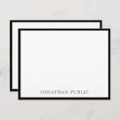 カスタムブ縁どラックシンプルデザインホワイトテンプレート ノートカード (正面/裏面)