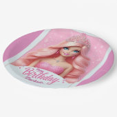 カスタムプリンセスハッピーバースデー ペーパープレート (アングル)