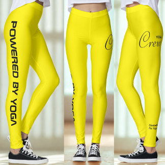 カスタムプリント ヨガ用クルー丈レギンス(明るい黄色) レギンス