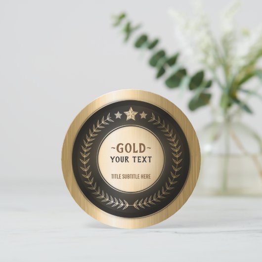 カスタムプリントDIYメダル金ゴールド#1ロゴ編集の追加 サンキューカード (スタンド正面)