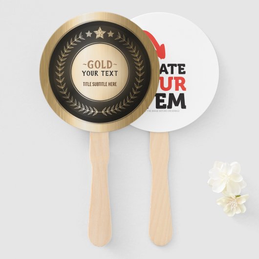 カスタムプリントDIYメダル金ゴールド#1ロゴ編集の追加 ハンドファン (正面&裏面)