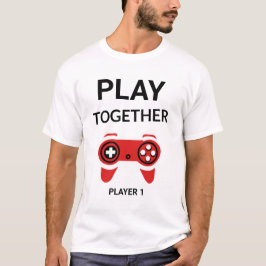 カスタムプレイヤーと一緒にゲーマーマッチングカップルギフト Tシャツ