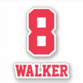 カスタムプレイヤーの赤い名前と番号 シール (正面)