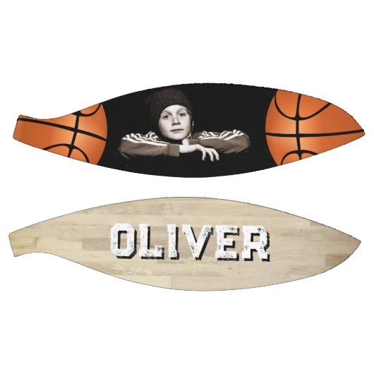 カスタムプレイヤー名ウッドフロア写真 バスケットボール (パネル)