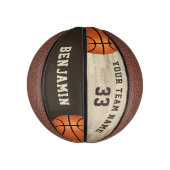 カスタムプレイヤー名チーム番号ウッドフロア ミニバスケットボール (縦)