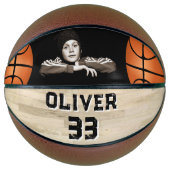 カスタムプレイヤー名番号コートウッドフロアフォト バスケットボール (正面)