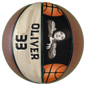 カスタムプレイヤー名番号コートウッドフロアフォト バスケットボール (縦)