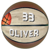 カスタムプレイヤー名&ナンバーコートウッドフロア バスケットボール (正面)