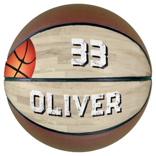 カスタムプレイヤー名&ナンバーコートウッドフロア バスケットボール (正面)
