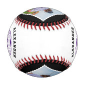 カスタムプレイヤー名、プレイヤー番号、チーム名 野球ボール (裏面)