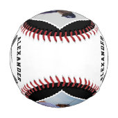 カスタムプレイヤー名、プレイヤー番号、チーム名 野球ボール (裏面)