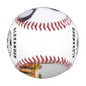 カスタムプレイヤー名、プレイヤー番号、チーム名 野球ボール (裏面)