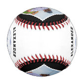 カスタムプレイヤー名、プレイヤー番号、チーム名 野球ボール (裏面)