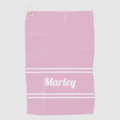 カスタムプロゴルファークラシックプロスポーツ名シックなピンク ゴルフタオル (正面)