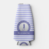 カスタムプロゴルファー名モノグラムのPeriwinkleスポーツ ボトルクーラー (正面)