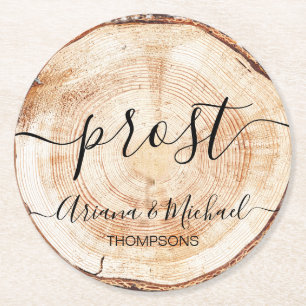 カスタムプロスト結婚ドイツの木目 ラウンドペーパーコースター