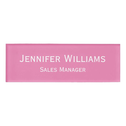 カスタムプロフェッショナルエグゼクモダンティブピンク磁気 名札 (正面)