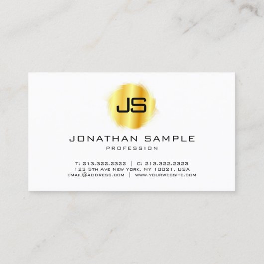 カスタムプロフェッショナルエレガントシンプルテンプレート金ゴールド 名刺 (裏面)