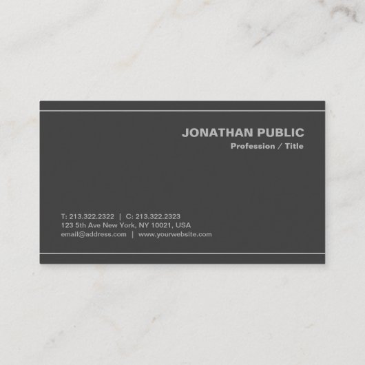 カスタムプロフェッショナルエレガントテンプレートアントラサイト 名刺 (裏面)