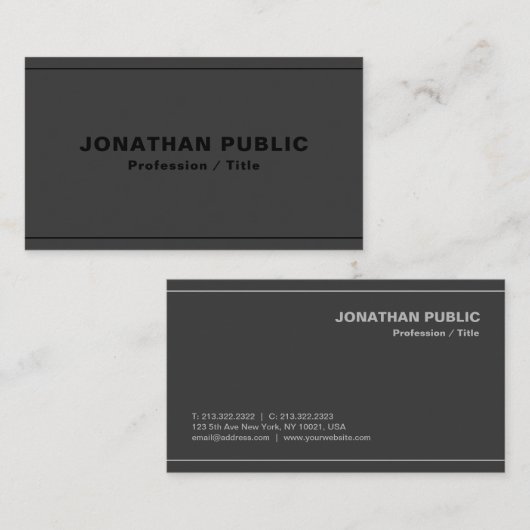 カスタムプロフェッショナルエレガントテンプレートアントラサイト 名刺 (正面/裏面)