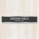 カスタムプロフェッショナルエレガントテンプレートブラックシルバー サインプレート (正面)