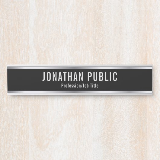 カスタムプロフェッショナルエレガントテンプレートブラックシルバー サインプレート (正面)