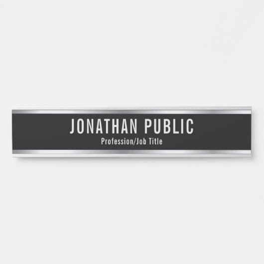 カスタムプロフェッショナルエレガントテンプレートブラックシルバー サインプレート (正面)