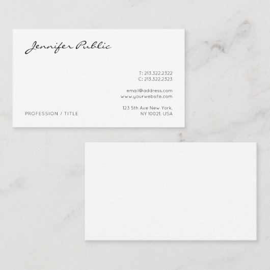 カスタムプロフェッショナルエレガントモダンミニマルデザイン 名刺 (正面/裏面)