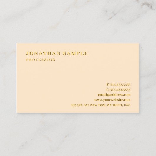 カスタムプロフェッショナルエレガント金ゴールドカラー文字ラグジュアリー 名刺 (裏面)