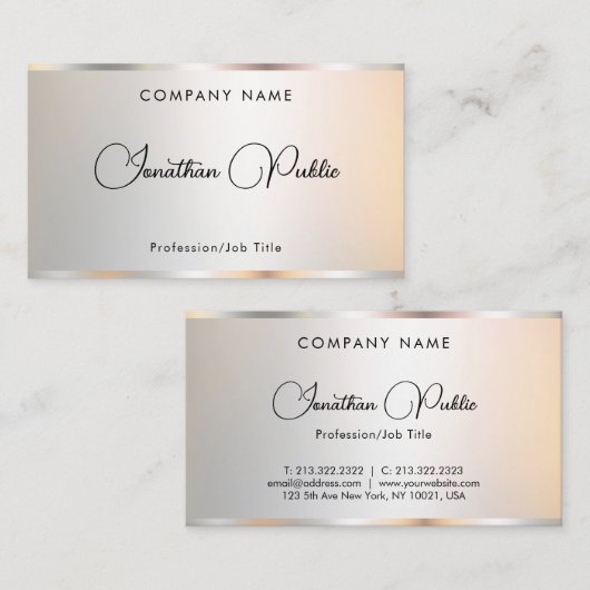 カスタムプロフェッショナルエレガント金ゴールドルックテンプレート 名刺 (正面/裏面)